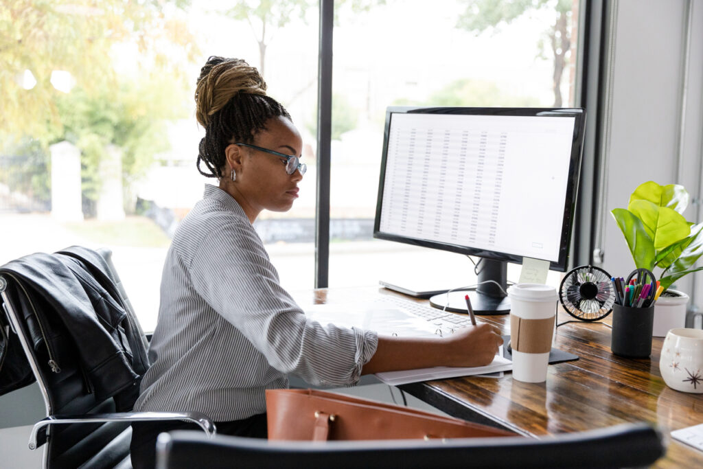 Entrepreneur at her desk